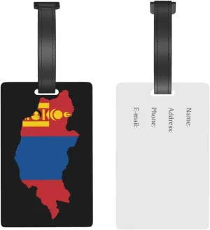 Mongolia Terrain Map Luggage Tags for Suitcases Travel Tags ID Labels for Women Men Travel Bag Luggage Accessories