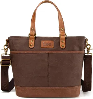 Montana West x Lee Waxed Canvas Tote Bag for Women Work Small Vintage Shoulder Bag and Handbag with Leather Handle