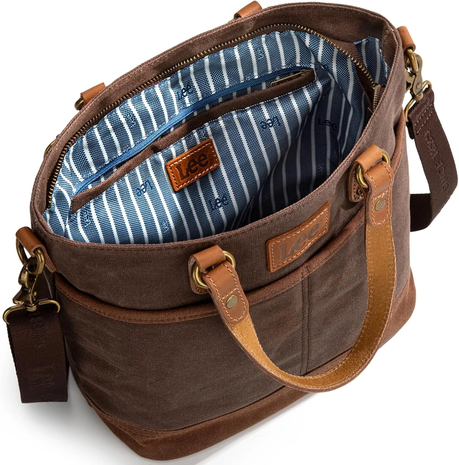 Montana West x Lee Waxed Canvas Tote Bag for Women Work Small Vintage Shoulder Bag and Handbag with Leather Handle