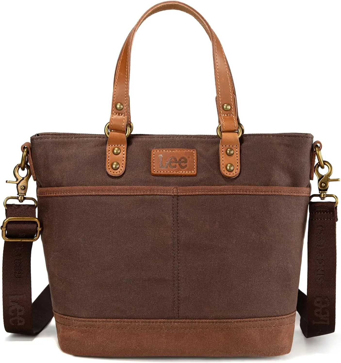 Montana West x Lee Waxed Canvas Tote Bag for Women Work Small Vintage Shoulder Bag and Handbag with Leather Handle