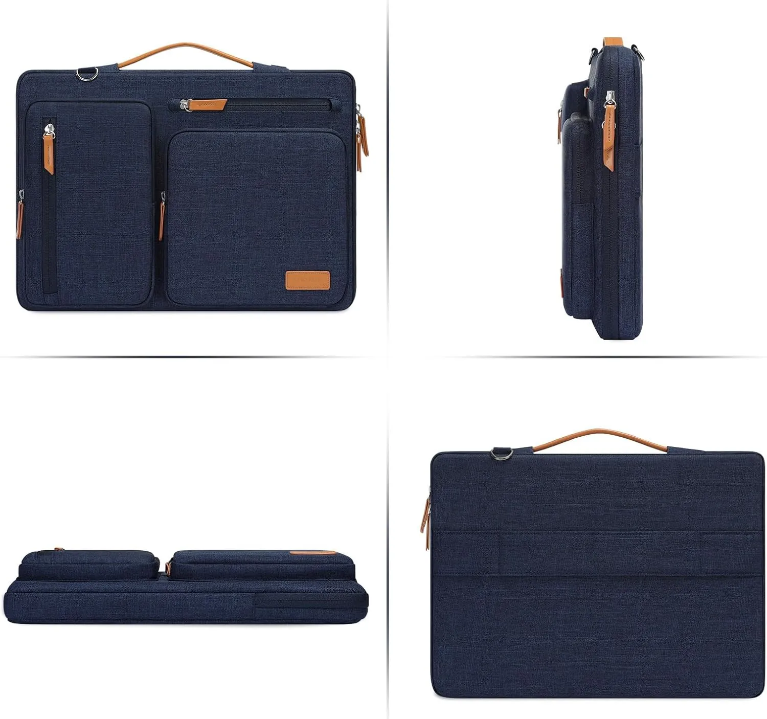 MOSISO 360 Protective Laptop Shoulder Bag,15-15.6 inch Computer Bags Compatible with MacBook Pro 16 inch, HP, Dell, Lenovo, Asus Notebook,Side Open Messenger Bag with 4 Zipper Pockets, Navy Blue