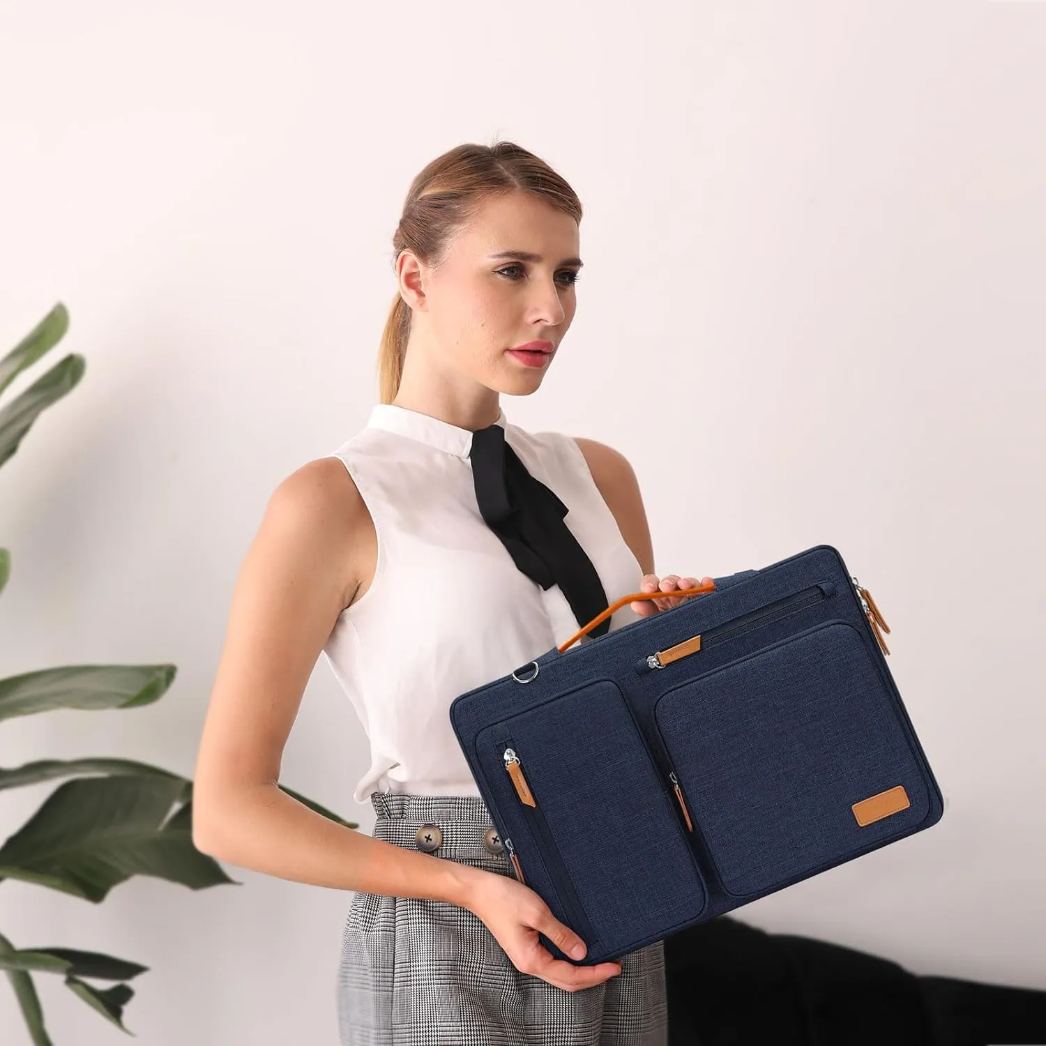 MOSISO 360 Protective Laptop Shoulder Bag,15-15.6 inch Computer Bags Compatible with MacBook Pro 16 inch, HP, Dell, Lenovo, Asus Notebook,Side Open Messenger Bag with 4 Zipper Pockets, Navy Blue