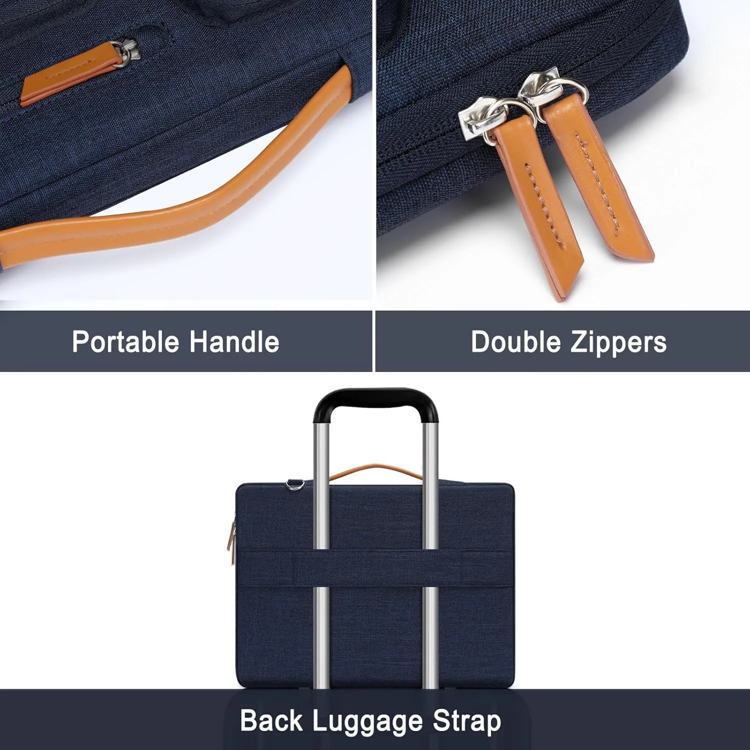 MOSISO 360 Protective Laptop Shoulder Bag,15-15.6 inch Computer Bags Compatible with MacBook Pro 16 inch, HP, Dell, Lenovo, Asus Notebook,Side Open Messenger Bag with 4 Zipper Pockets, Navy Blue