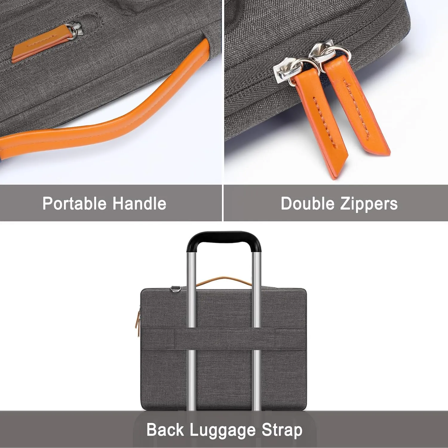 MOSISO 360 Protective Laptop Shoulder Bag,15-15.6 inch Computer Bags Compatible with MacBook Pro 16 inch, HP, Dell, Lenovo, Asus Notebook,Side Open Messenger Bag with 4 Zipper Pockets, Taupe Gray