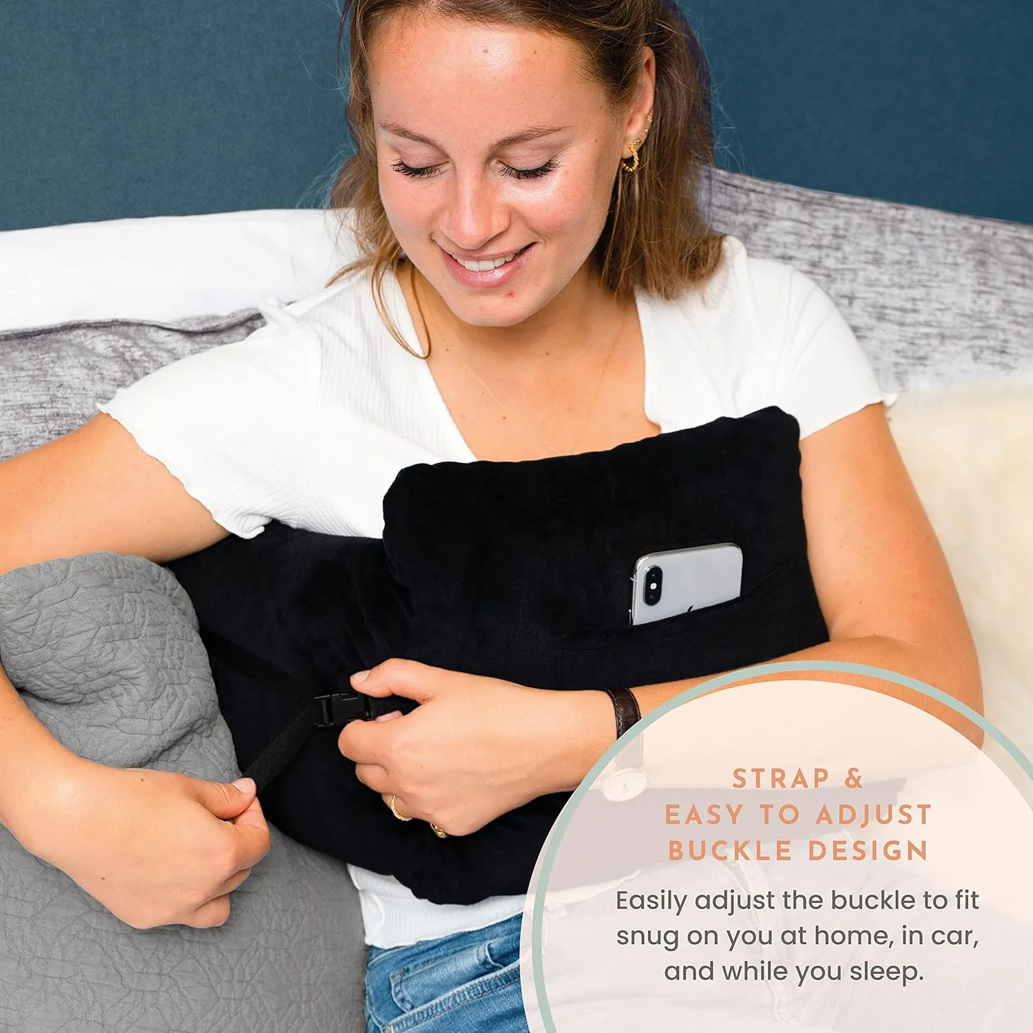 MOYOAMA Post Mastectomy Pillow - Recovery After Breast Cancer Surgery, Breast Augmentation - Lightweight Post Surgery Pillow with 4 Built-in Pockets to Support Healing - Breast Cancer Gifts for Women