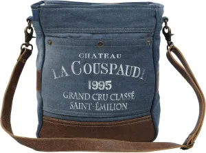 Myra Bag 1995 Vintage Denim Upcycled Cotton Canvas & Leather Shoulder Bag S-1570