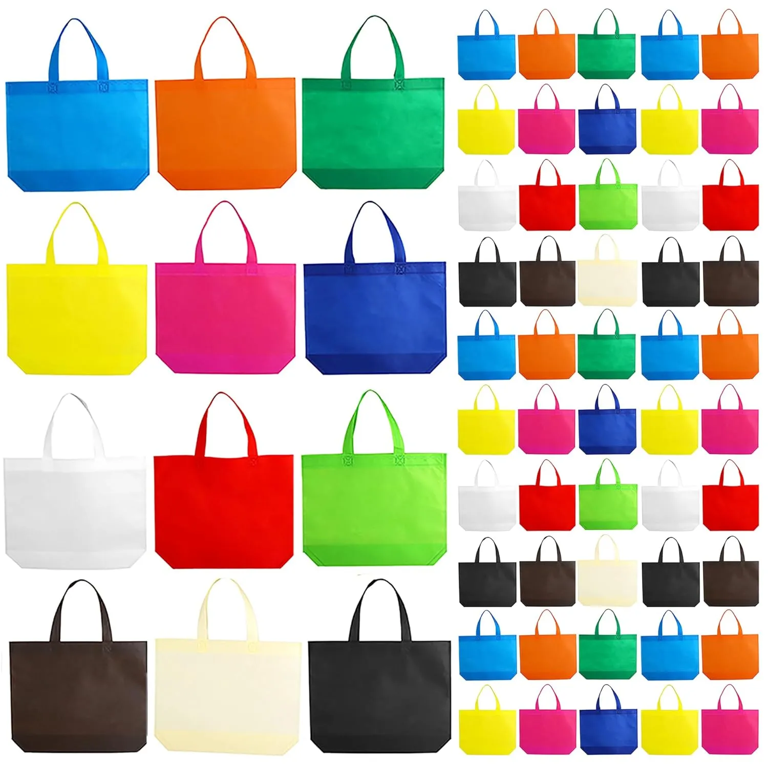 Nicunom 60 Pack Non-Woven Party Favor Bags, Colorful Reausable Gift Bags With Handles Tote Bags Bulk Reusable Grocery Bags Goodie Bags Easter Hunt Bags Gift Bags for Birthday Christmas