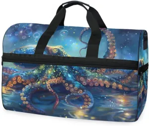 Octopus Colored Travel Duffel Bag Luggage Sports Gym Bags With Shoes Compartment Large Capacity Lightweight Duffle Bag For Men Women