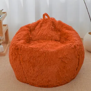 Orange bean bag chair covers (No Filler),comfy Plush fluffy bean bag chair Cover for bedroom，stuffed animal Storage bean bag chair covers, kids teens girls bean bag chairs,Anti-Slip , Burnt Orange