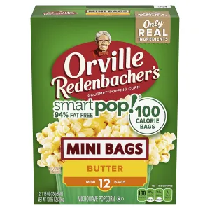 Orville Redenbacher's Microwave Popcorn SmartPop! Mini Bags, Butter Flavor, 1.16 oz., 12-Count (6 Boxes)