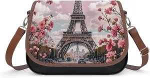 Paris Street Eiffel Tower Laptop Tote Bag Leather Computer Bags Lined Shoulder Purse Purses And Handbags Business Office Work Bag Top Handle Handbag for Women