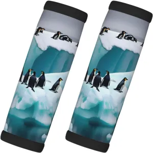 Penguins On The Iceberg Print Luggage Handle Wrap 2pcs, Door Handle Protection Sleeve Cover, for Suitcase, Handbag