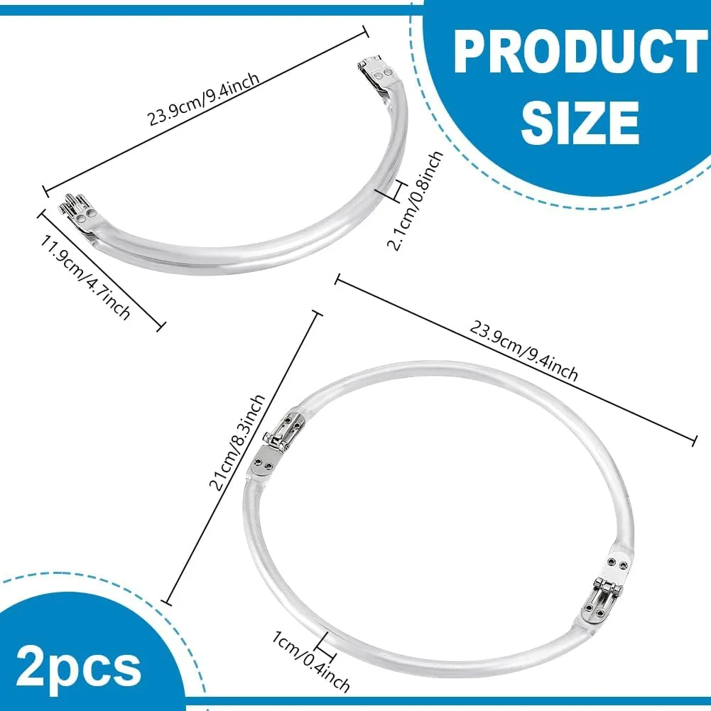 PH PandaHall 2pcs Purse Frame Kiss Lock Clasp Bag Frame,9.4inch U-Shaped Aluminum Kiss Clasp Internal Tubular Frame Replacements for Purse Handle Bag Making Sewing Clutch Crafts