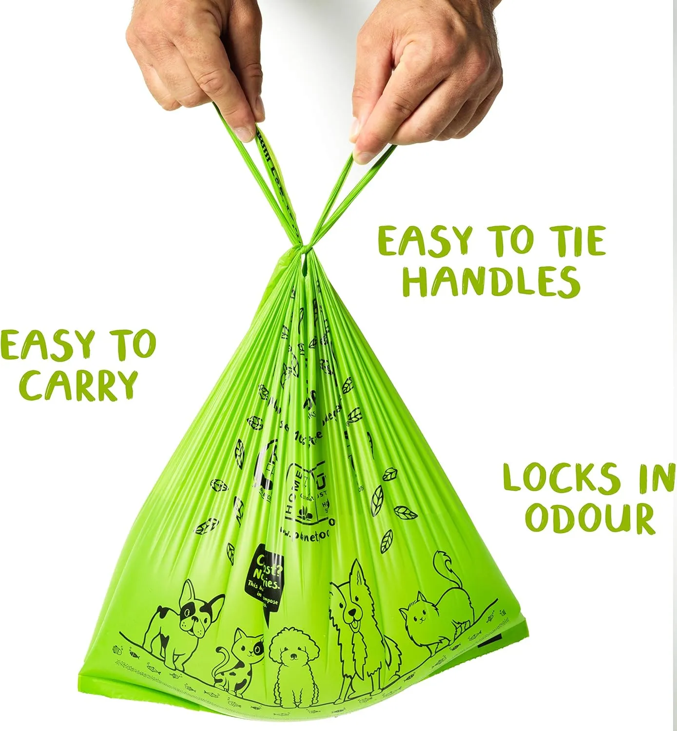 PLANET POOP Home Compostable Dog Bags 90, XL Sized Cat Litter Box Clean-up Doggy Waste Bag with Handles, Pooper Scooper Swivel Bin for Dogs Extra-Large Grocery Size Pet Supplies