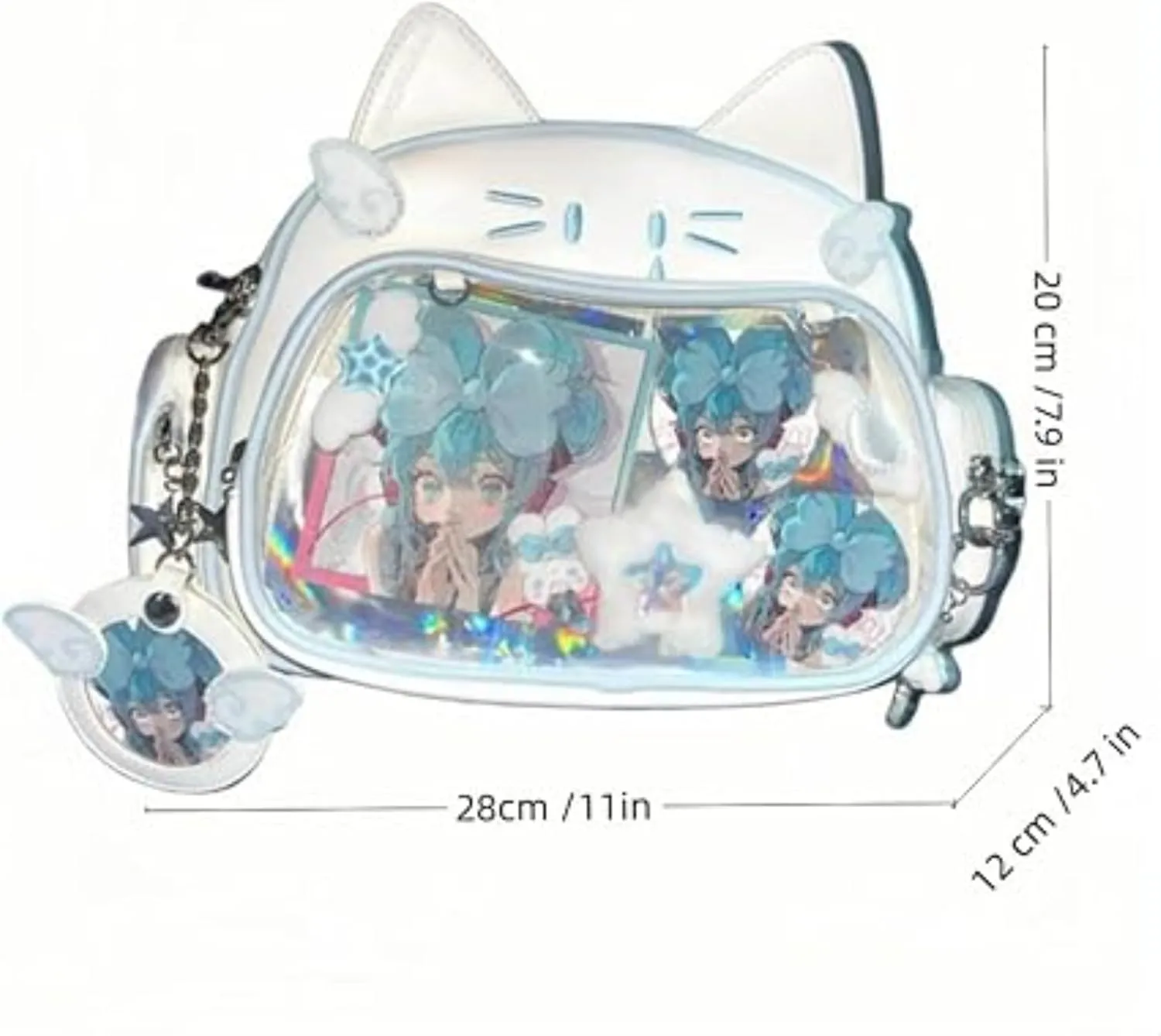 Pokn Cute Cat Ita Bag Pin Display Backpack Y2K Bag Y2k Aesthetic Single Shoulder Crossbody Anime Purse
