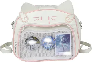 Pokn Cute Cat Ita Bag Pin Display Backpack Y2K Bag Y2k Aesthetic Single Shoulder Crossbody Anime Purse