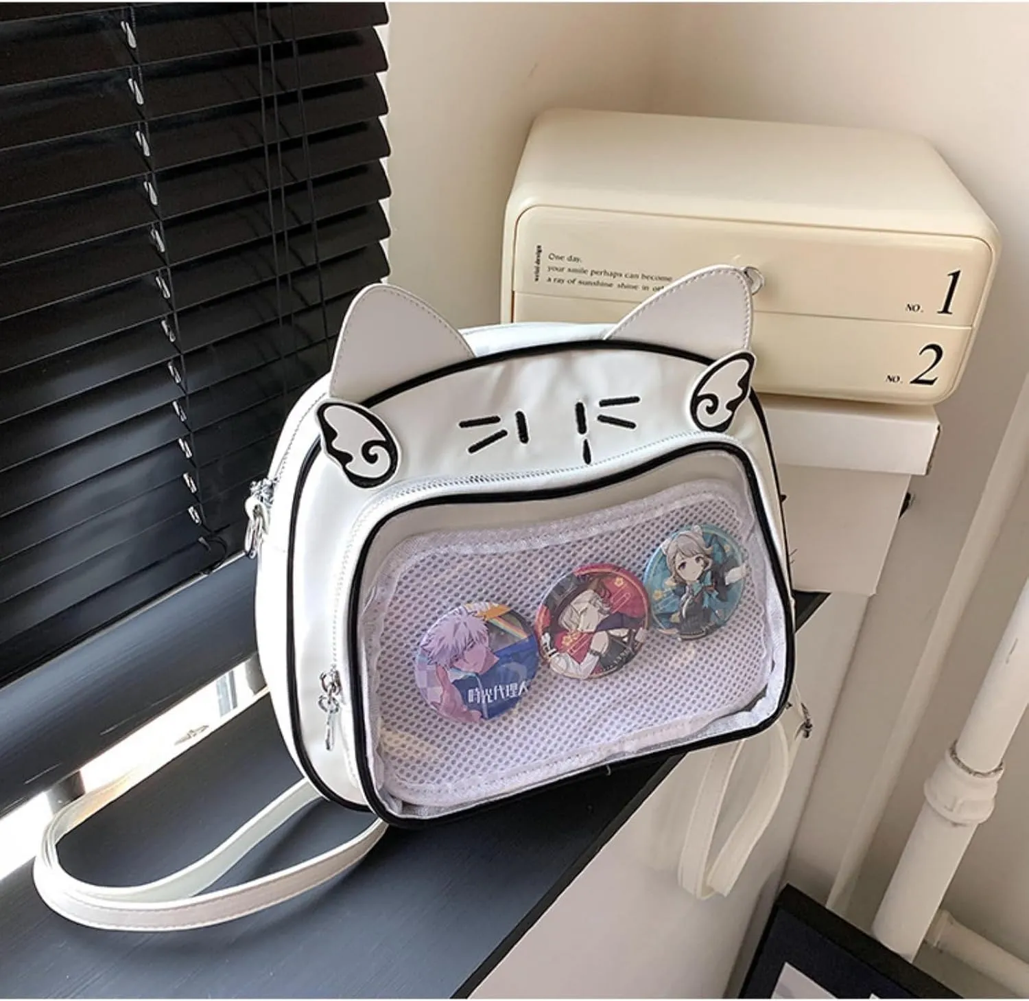 Pokn Cute Cat Ita Bag Pin Display Backpack Y2K Bag Y2k Aesthetic Single Shoulder Crossbody Anime Purse