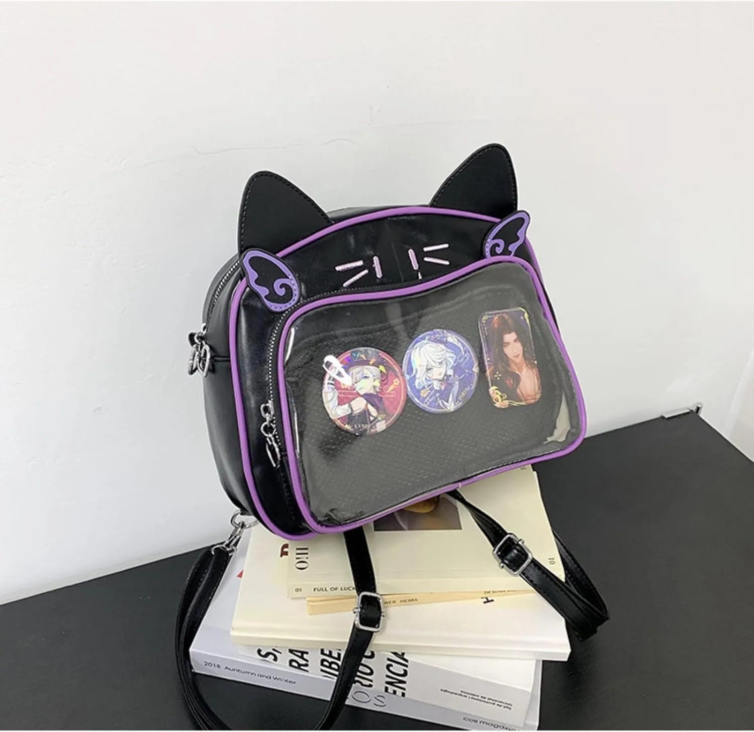 Pokn Cute Cat Ita Bag Pin Display Backpack Y2K Bag Y2k Aesthetic Single Shoulder Crossbody Anime Purse