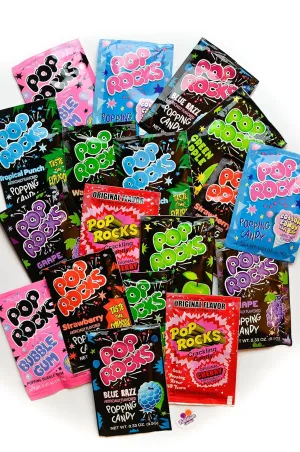 Pop Rocks Candy Ultimate 9 Flavor Assortment Bulk - Strawberry, Cherry, Tropical Punch, Watermelon, Blue Raspberry, Bubble Gum, Cotton Candy, Grape, Green Apple 18 Packs Total With Licensed Sticker