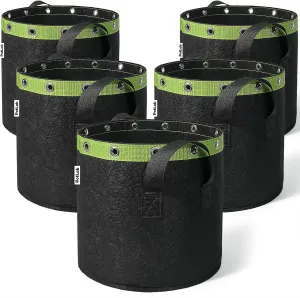 POTLAB® 10 Gallon Low Stress Training Grow Bags (5-Pack),Fabric Grow Bags,Fabric Pots,Planter Bags with Handles,Garden Bags to Grow Vegetables