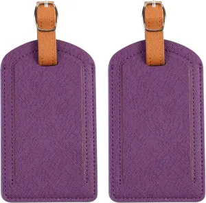 Premium Colored Luggage Tags for Luggage, Travel Bags and Suitcases by Adventure Goods - Purple (Pack of 2)