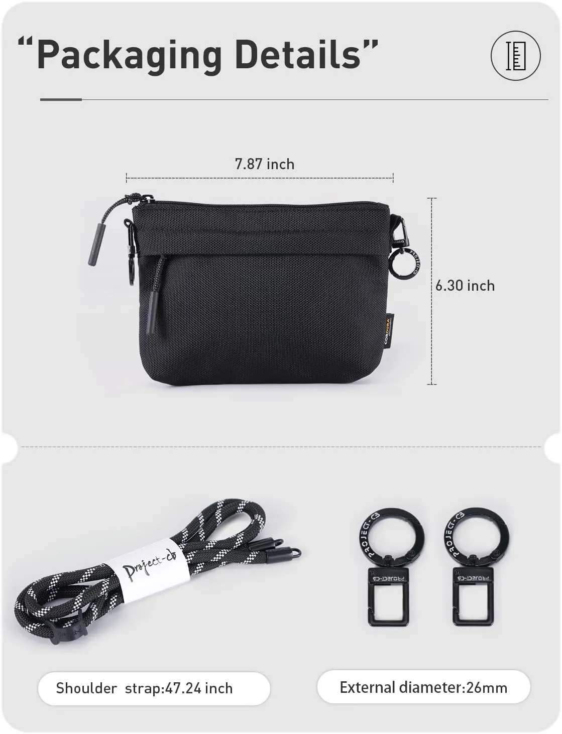 project-cb Crossbody Bag, Cordura Fabric Waterproof Travel Purse, Phone Bag, Small Crossbody Bags for Women & Men