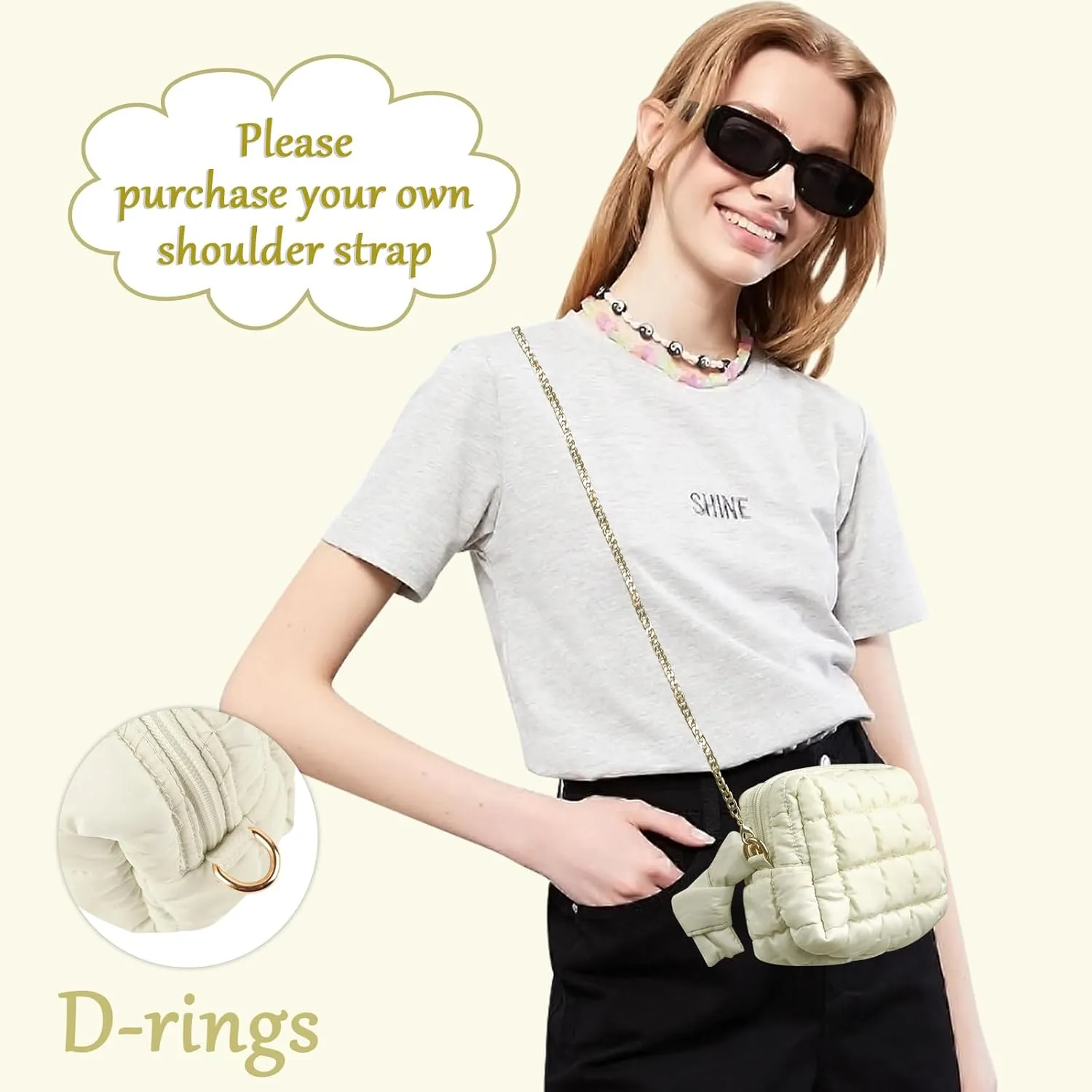 Puffer Quilted Makeup Bag Cosmetic Bags,Puffy Travel Toiletry Pouch for Women,Cute Checkered Zipper Bag Travel Essential,Portable Aesthetic Make up Organizer Bag for Gifts Work Daily(Beige,S)