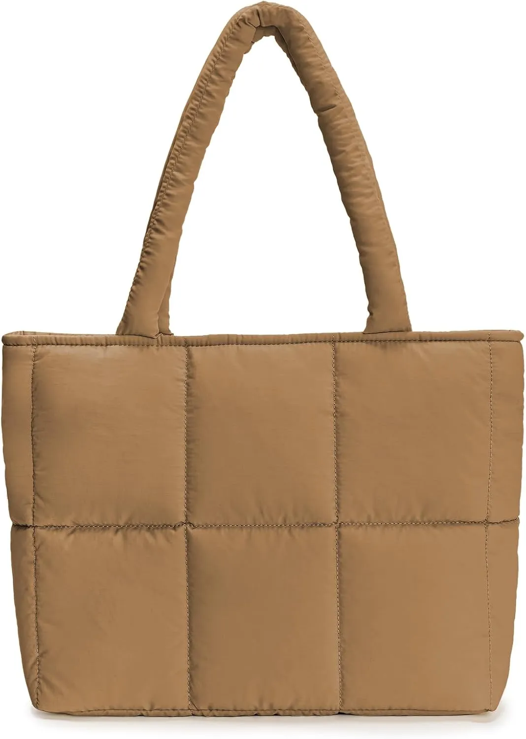 Puffer Tote Bag for Women, Large Quilted Puffy Padding Shoulder Handbag Lightweight for Work Travel Gym Shop