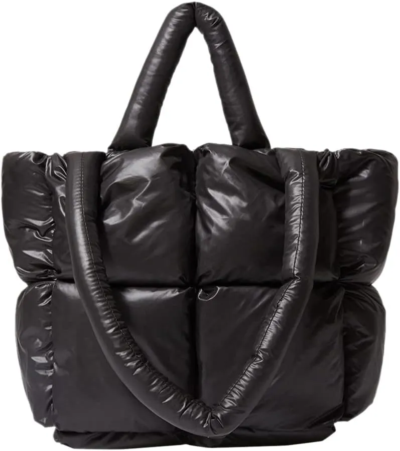 Puffer Tote Bag Soft Puffy Purses for Women Winter Light Down Cotton Padded Quilted Puff Shoulder Handbags