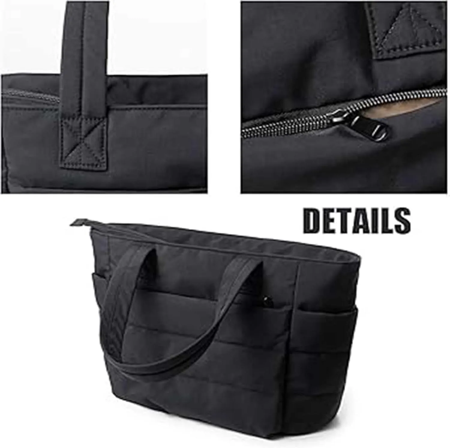Puffer Travel Tote, Lightweight Puffy Tote Bag with Compartments, Large Capacity Quilted Shoulder Bags