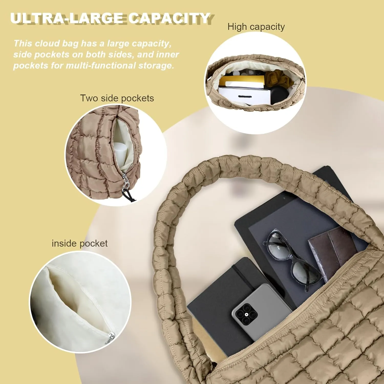 puffy tote bag quilted bag for women ysl bags travel cloud bag women puffer hobo trendy tote bag Purse