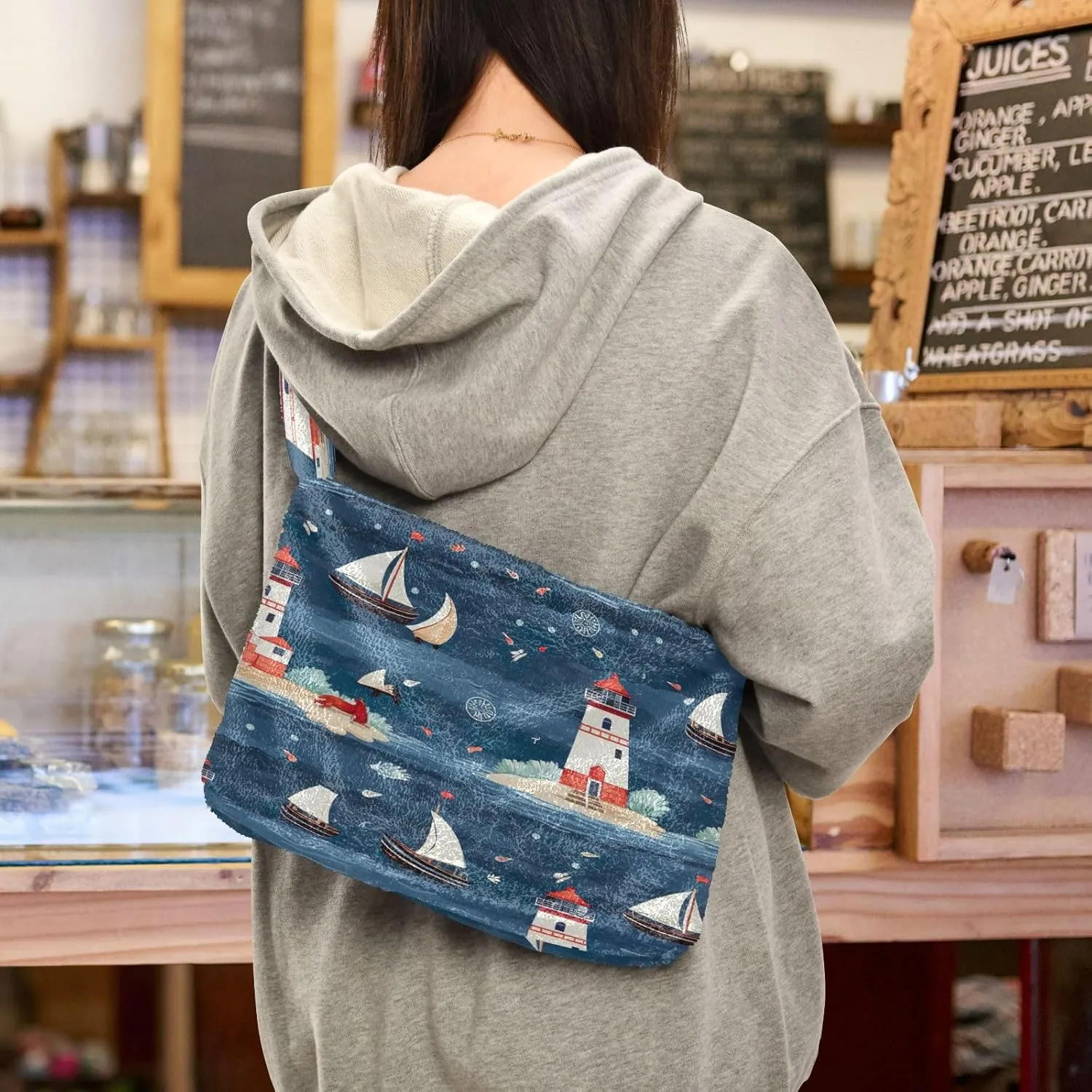 Pumpkin Shoulder Tote Bag, Tote Bag with Zipper Closure, Womens Outdoor Bag