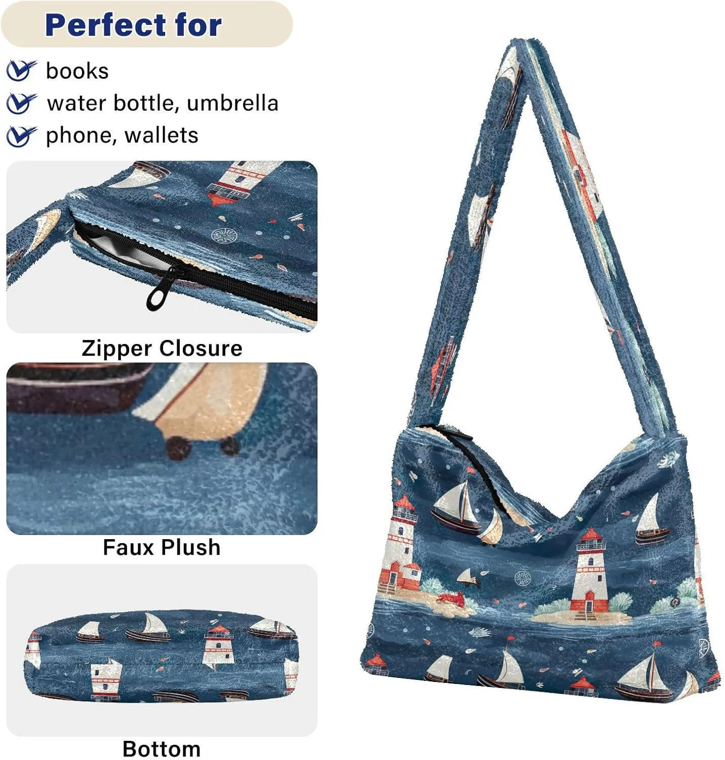 Pumpkin Shoulder Tote Bag, Tote Bag with Zipper Closure, Womens Outdoor Bag