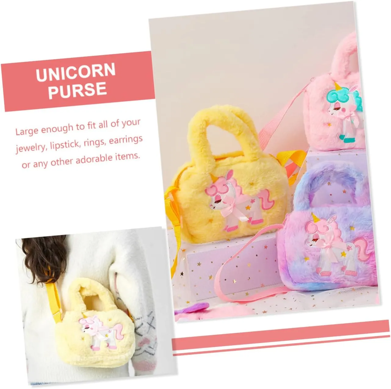 Purse Dye Travel Women Plush Fluffy Shoulder Pink Cosmetic Handbag Baby Bag Girl D Pattern Organize