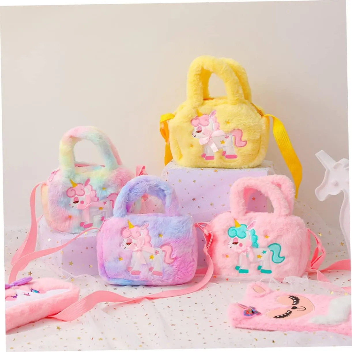 Purse Dye Travel Women Plush Fluffy Shoulder Pink Cosmetic Handbag Baby Bag Girl D Pattern Organize