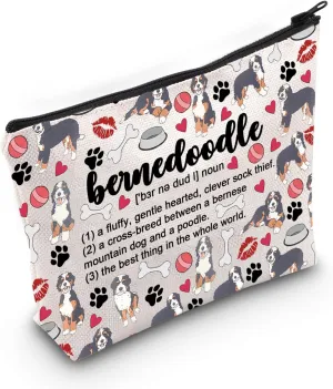 PWHAOO Bernese Mountain Dog Lover Gift Bernedoodle Definition Makeup Bag Bernese Mountain Mom Cosmetic Bag Dog Mama Travel Bag (Bernedoodle Definition M)