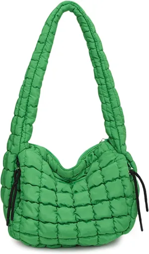 Quilted Tote Bag - Small Lightweight Puffer Hobo Bag for Women