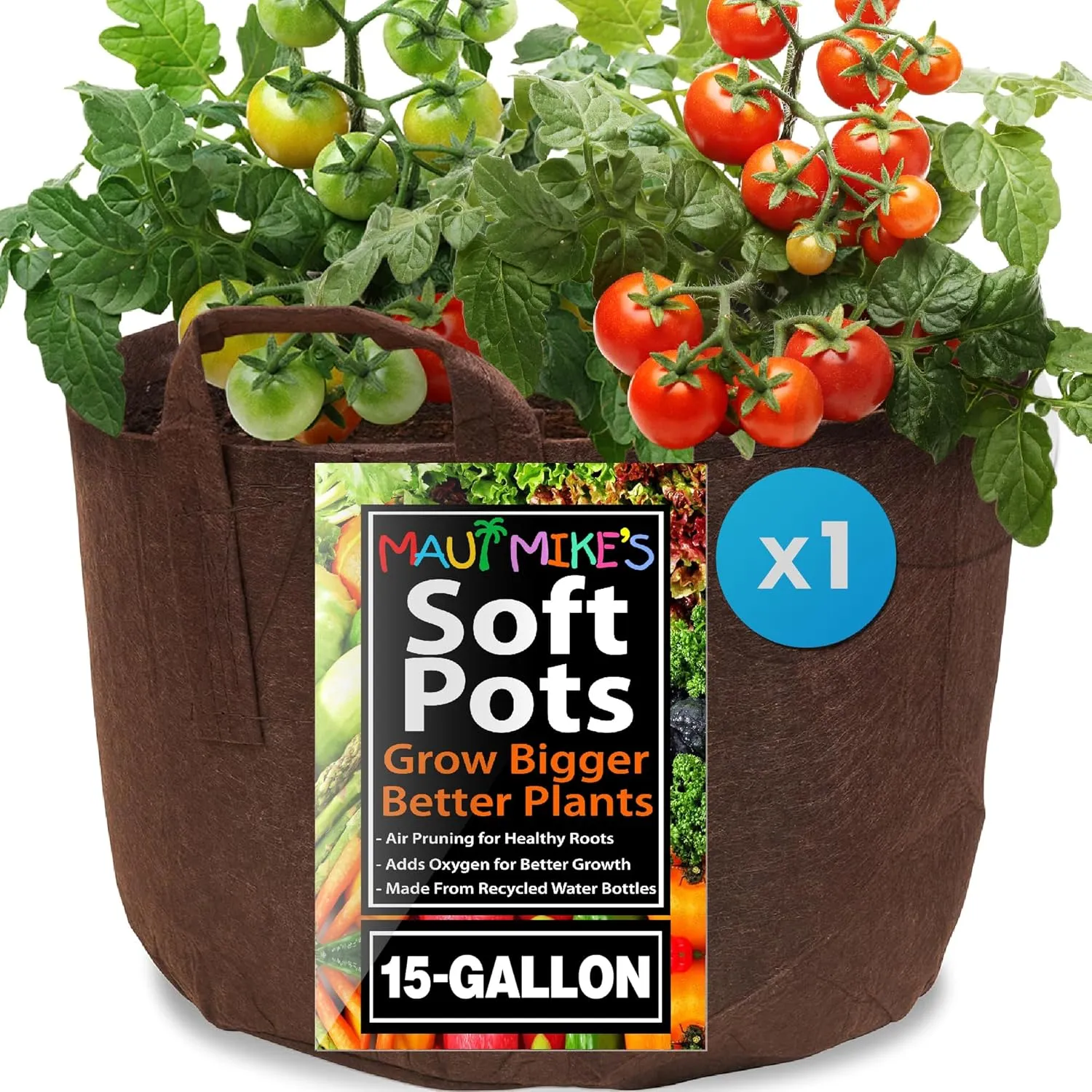 Root Pouch Maui Mike's Soft Pot (15 Gallon) Thicker Grow Bags/Fabric Planters from Maui Mike's.Made from Recycled Water Bottles. Industrial Sewn Strong Handles. Last for Years.