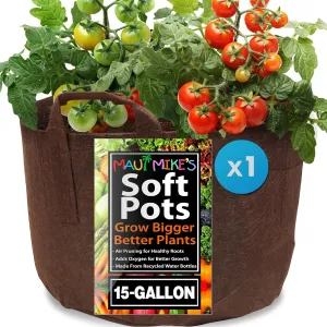 Root Pouch Maui Mike's Soft Pot (15 Gallon) Thicker Grow Bags/Fabric Planters from Maui Mike's.Made from Recycled Water Bottles. Industrial Sewn Strong Handles. Last for Years.
