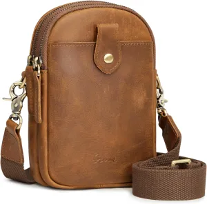 S-ZONE Small Crossbody Bags for Women Trendy RFID Blocking Cross body Bag Leather Cell Phone Wide Strap Shoulder Purses