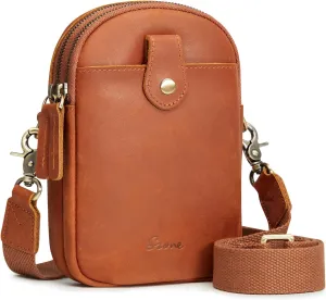 S-ZONE Small Crossbody Bags for Women Trendy RFID Blocking Cross body Bag Leather Cell Phone Wide Strap Shoulder Purses