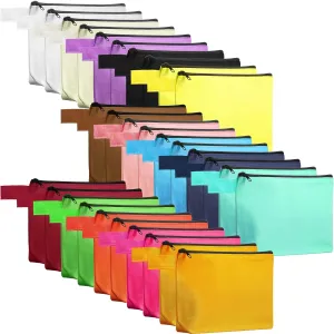 Saintrygo 30 Pcs Makeup Bag Travel Canvas Cosmetic Bag Bulk Multipurpose Small Makeup Pouch for Purse Portable Blank Zipper Toiletry Organizer DIY for Women Assorted Color(Classic,7.5 x 5 x 1.8 Inch)