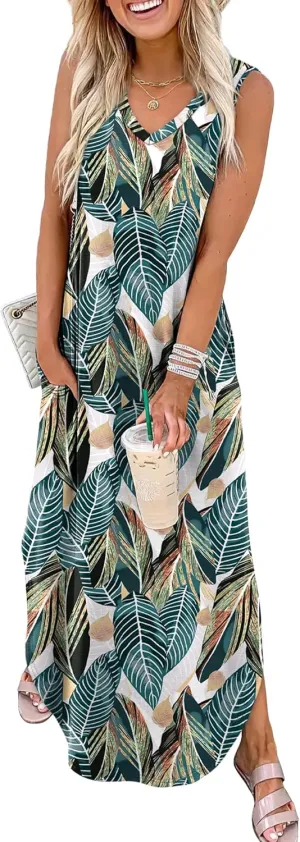SAMPEEL Summer Dresses Maxi Dress Vacation Beach Sundresses 2025 with Pockets