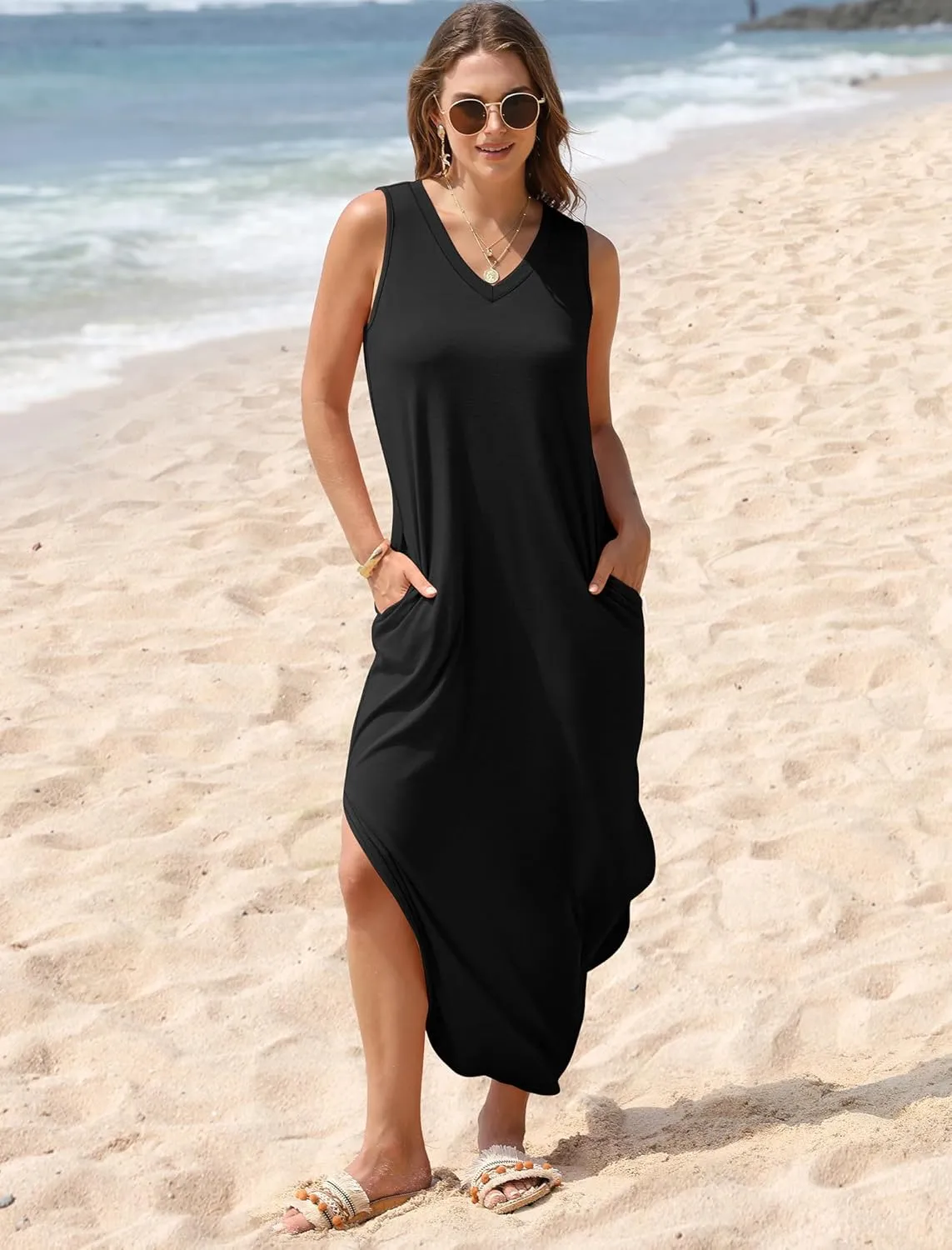 SAMPEEL Summer Dresses Maxi Dress Vacation Beach Sundresses 2025 with Pockets