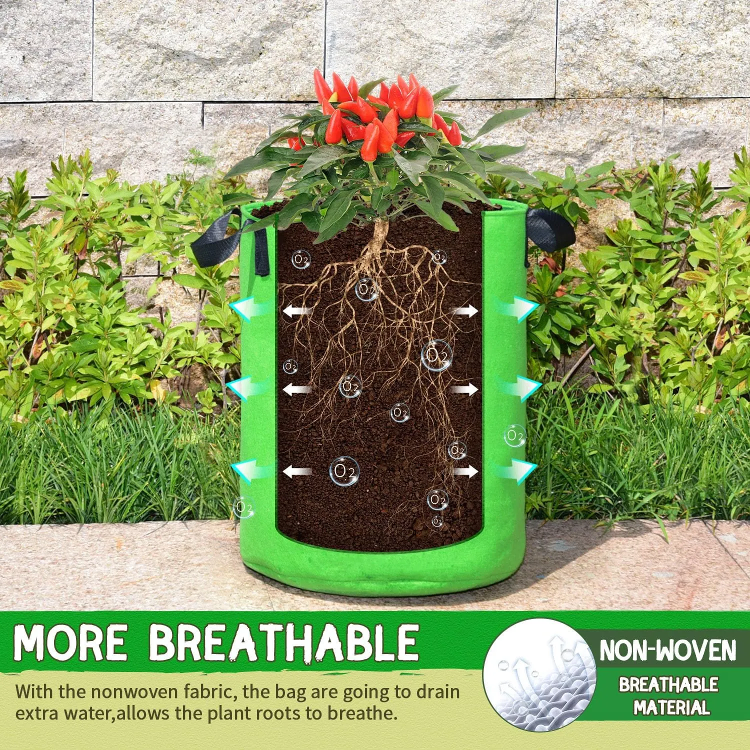 SCENGCLOS 6 Pack 10 Gallon Grow Bags, Sealed Window Planter Bags, Breathable Thickened Non-Woven Fabric Plant Pots with Access Flap, Garden Planting Bags for Grow Potato,Tomato,Carrot