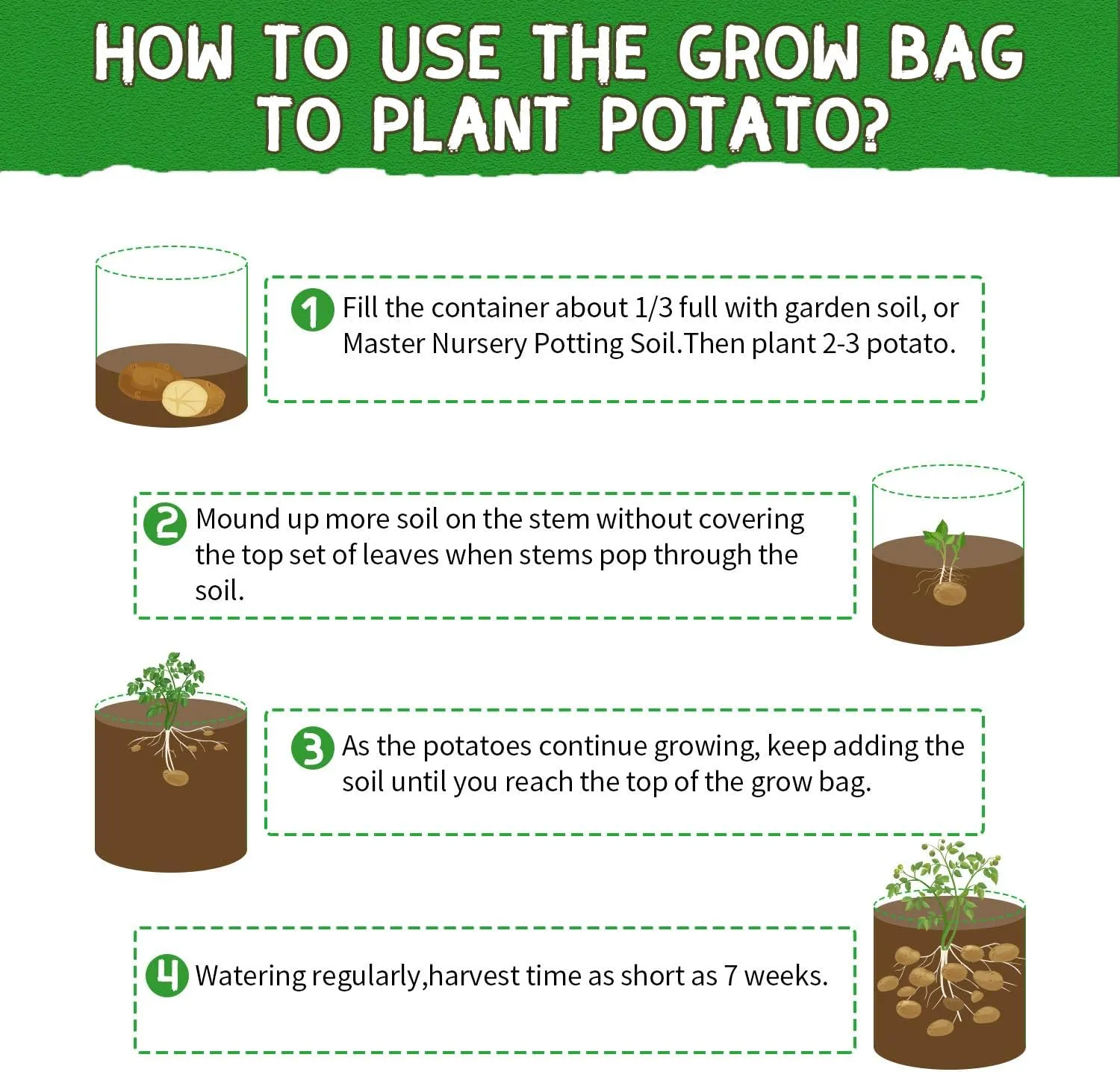 SCENGCLOS 6 Pack 10 Gallon Grow Bags, Sealed Window Planter Bags, Breathable Thickened Non-Woven Fabric Plant Pots with Access Flap, Garden Planting Bags for Grow Potato,Tomato,Carrot