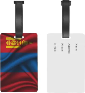 Silk Style Flag of Mongolia Luggage Tags for Suitcases Travel Tags ID Labels for Women Men Travel Bag Luggage Accessories