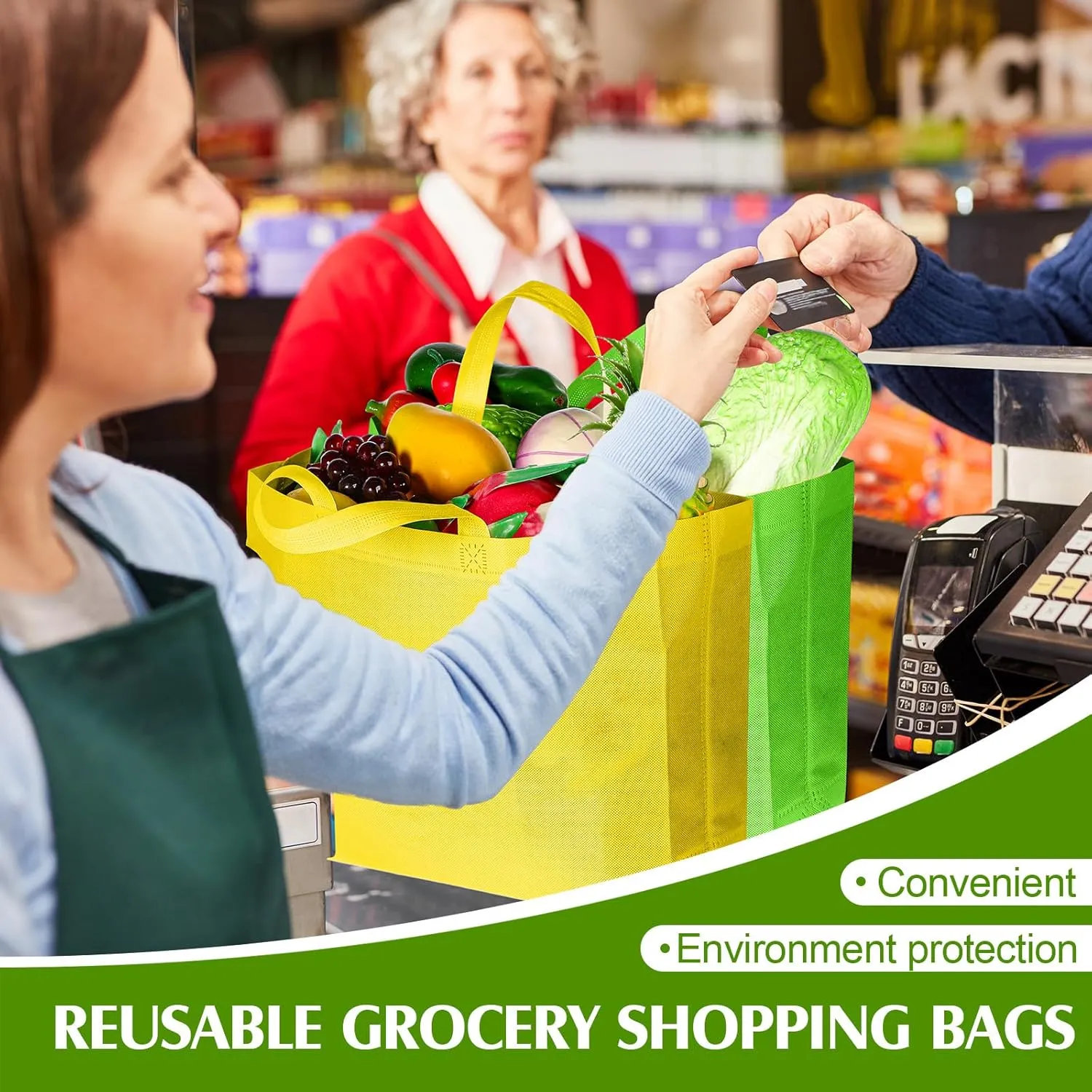Silkfly 200 Pieces Non Woven Tote Bag Bulk Large Reusable Shopping Bag Gift Grocery Bags with Handles Fabric Blank Tote Bag