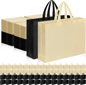 Silkfly 200 Pieces Non Woven Tote Bag Bulk Large Reusable Shopping Bag Gift Grocery Bags with Handles Fabric Blank Tote Bag