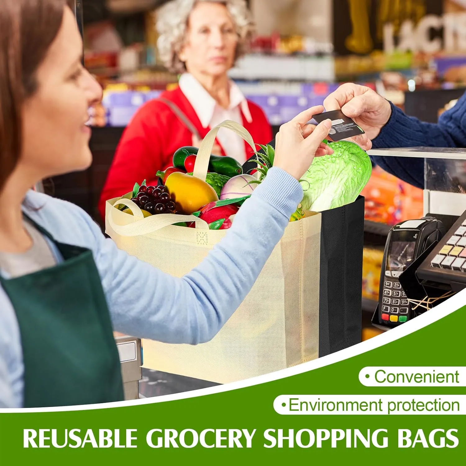 Silkfly 200 Pieces Non Woven Tote Bag Bulk Large Reusable Shopping Bag Gift Grocery Bags with Handles Fabric Blank Tote Bag
